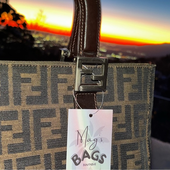 Fendi: Zucca Tobacco FF Handle Tote - Picture 9 of 16